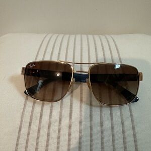 Ray-Ban Gold Frame Sunglasses with Brown Lenses